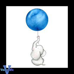 Cute Baby Elephant With Navy Blue Balloon Svg, Trending Svg, Animal Svg, Elephant Svg, Balloon Svg, Blue Balloon Svg, Cu