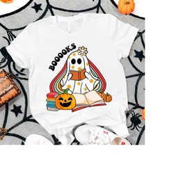 Ghost Books T-shirt, funny Halloween shirt, Halloween gift for Teacher, Librarian Gift, Book Tee for Women, Halloween Te