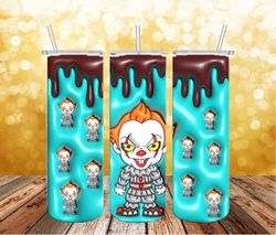 3D Inflated Puffy Penywise Tumbler Wrap Halloween, Penywise Horror Halloween Tumbler Design Skinny Tumbler 20oz,Png File