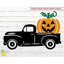 Halloween Pumpkin Truck svg, Fall svg Jackolantern Pumpkin Face Farmhouse Halloween svg files for Cricut Downloads Silho