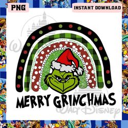Bleached Merry Grinchmas Png, Christmas Rainbow Png, Grnich Png
