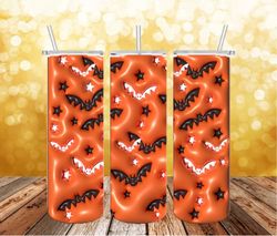 3D Halloween, Inflated Bats, 20 oz Skinny Tumbler Sublimation Design, Straight &Tapered Tumbler Wrap, Instant Download