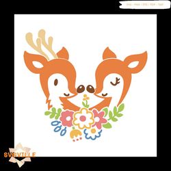 Deer and Reindeer in Love Svg, Trending Svg, Reindeer Svg, Flower Svg, Cute Svg, Deer Svg, Cute Animal Svg, Reindeer Lov