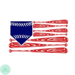 Vintage American Flag Baseball Bat SVG Cutting Digital File