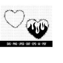 COD35-Barbed Wire Heart SVG/WireHeart Frame Vector/Self Love Svg/Heart SVG/Sketch/Tattoo /Hand-drawn clipart /Cut Files
