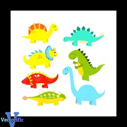 Cartoon Dinosaurs Vector Illustration Monster Animal Bundle Svg