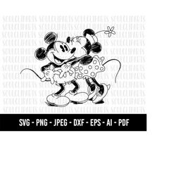 COD969- Mickey And Minniee Sketch svg, mickey svg, minnie mouse svg, print svg, sitckers svg, clipart, cutting files for