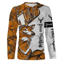 deer hunting orange camo custom name 3d all over print shirts, personalized deer hunters gifts ttv04