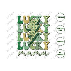 Lucky Mama Png, St. Patrick's Day Png, Lucky Png, Retro St Patty's Day Png, Retro Png, Lightning Bolt, Sublimation Desig