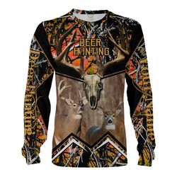 Deer Hunting Orange Camo Shirts Custom Name 3D All Over Printed Long Sleeve, Hoodie, T-shirt Gift Ideas For Deer Hunters