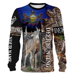 Deer hunting Pennsylvania Flag camo Custom Name 3D All over print Shirts, Face shield &8211 personalized hunting gifts &