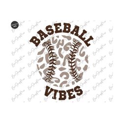 Baseball Vibes Leopard Sublimation Design, Cute Baseball Png For Shirt, Digital File