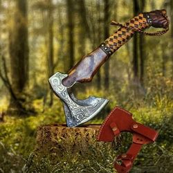 viking axe tomahawk bearded axe hand forged viking style hatchet axe  engraved high carbon steel a1