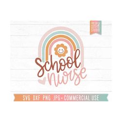 School Nurse SVG Cut File, Hand Lettered Design, Gift for School Nurse, School Staff, Back to School, Boho Nurse, Rainbo