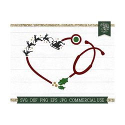 Christmas Nurse SVG Stethoscope Cut File, Santa SVG for Nurses, Heart Stethoscope, Christmas Stethoscope svg,