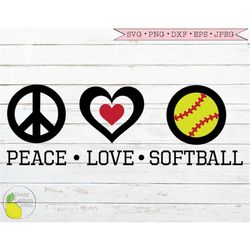 Softball svg, Softball Mom svg, Softball Stitches svg, Heart svg, Peace Love Softball svg files for Cricut Downloads Sil