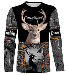 Deer Hunting Shirt Custom Name Personalized Gifts For Deer Hunter Whitetails Deer Camo Hoodie, Long Sleeve &8211 Fsd2546
