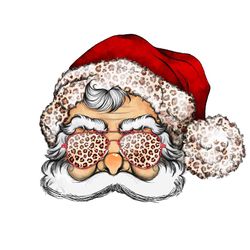 funny leopard santa claus hat and glasses png