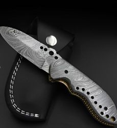 Superb Custom Made Folding Knife , Hand Made Damascus Steel Pocket Knife