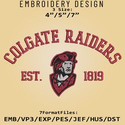 Colgate Raiders embroidery design, NCAA Logo Embroidery Files, NCAA Colgate Raiders, Machine Embroidery Pattern
