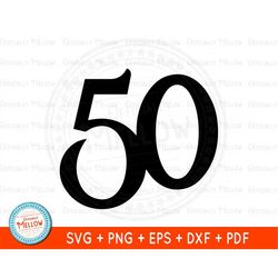 50 SVG, 50 Birthday PNG, 50th Birthday Gift, 50th birthday party decorations, birthday digital download
