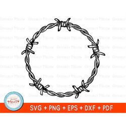 barbed wire circle svg, wire fence, circle frame, western frame svg, barbed wire border, digital download