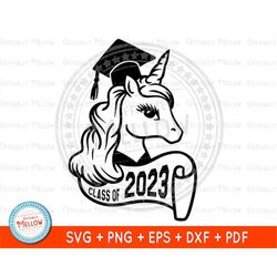 class of 2023 svg, unicorn svg, graduation gift for her, elementary graduation, cricut graduation, silhouette files, dig