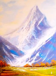 Mountain Painting on Canvas Modern Impasto Painting Original Art by "Walperion Paintings"
