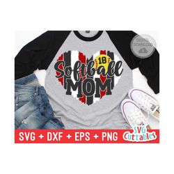 Softball Mom svg - Softball Cut File - svg - dxf - eps - png - Softball Heart Brush Strokes - Silhouette - Cricut - Digi