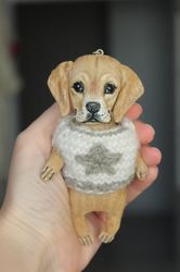 Keychain textile, textile toy, keychain textile golden retriever dog beige