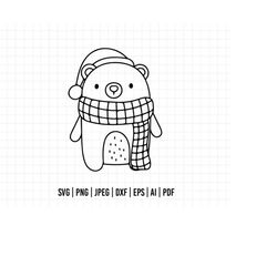 COD1293-Christmas bear Svg, Christmas svg, joy Svg, believe SVG/Hand-drawn clipart /Cut Files Cricut/Silhouette
