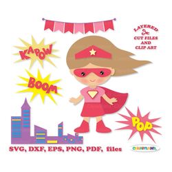 INSTANT Download. Superhero girl svg cut file and clip art. Shg_3. Personal and commercial use.