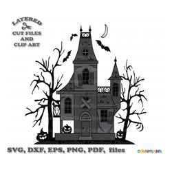 INSTANT Download. Halloween haunted house svg cut file and clip art. Commercial license is included ! Hh_15.