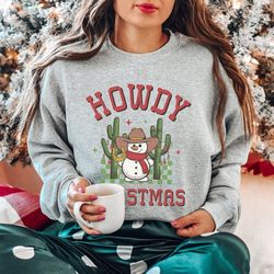 Western Christmas Shirt, Howdy Christmas Shirt, Retro Christmas Sweater, Funny Christmas Sweatshirt, Holiday Sweater, Sn