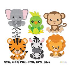 INSTANT Download. Personal and commercial use is included! Cute sitting baby animals cut files and clip art. A_8.