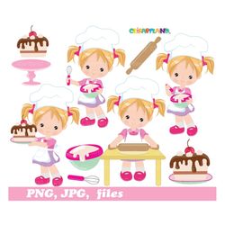 INSTANT Download.  Baking girl clip art. Cb_14.  Personal and commercial use.