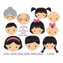 INSTANT Download. Family faces  svg cut files and clip art. Ff_1. Personal and commercial use.