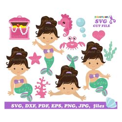 INSTANT Download. Mermaid svg cut files and clip art files. M_17. Personal and commercial use.