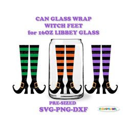 INSTANT Download. Halloween witch feet Libbey can glass wrap template svg, png, dxf. Pre-sized for Libbey 16oz glass. Wf