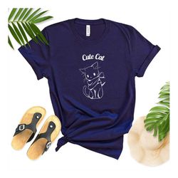 Cat Shirt, Kitten Shirt, Cat Face Shirt for Women, Cat Mom Shirt, Cat Silhouette Shirt, Cat Owner Gift Tee, Cat Lover Sh