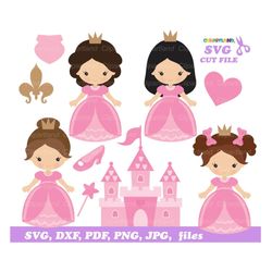 INSTANT Download. Dark haired princess svg cut files and clip art. P_10. Personal and commercial use.