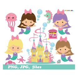 INSTANT Download. Mermaids clip art. Cm_109. Personal and commercial use.