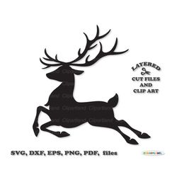 INSTANT Download. Christmas reindeer silhouette svg cut file and clip art. Crs_11. Personal and commercial use.