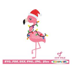 INSTANT Download. Personal and commercial use is included! Christmas flamingo svg, dxf cut files and clip art. F_6.