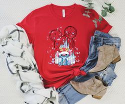 Stitch Christmas Shirt, Christmas Castle Shirt , Disney watercolor Shirt,Christmas Stitch Tee, Christmas Disney Gift, Di