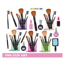 INSTANT DOWNLOAD. Makeup brush set. Cosmetics clipart. Cb_3. Personal and commercial use.