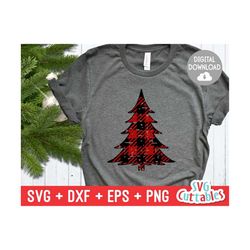 Plaid Christmas Tree - Christmas svg - Cut File - svg - eps - dxf - png - Distressed - Grunge - Silhouette - Cricut file