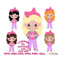 INSTANT Download. Back to school. Cute student girl svg cut file and clip art. Commercial license is included ! Sg_7.
