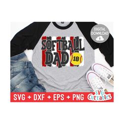 Softball Dad svg - Softball Cut File - svg - dxf - eps - png - Softball Heart Brush Strokes - Silhouette - Cricut - Digi