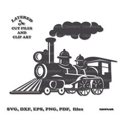 INSTANT Download. Vintage steam train locomotive silhouette svg cut file and clip art. Personal and commercial use. L_2.